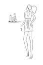 Illustration in fashion style, girl and cosmetic accessories. Royalty Free Stock Photo